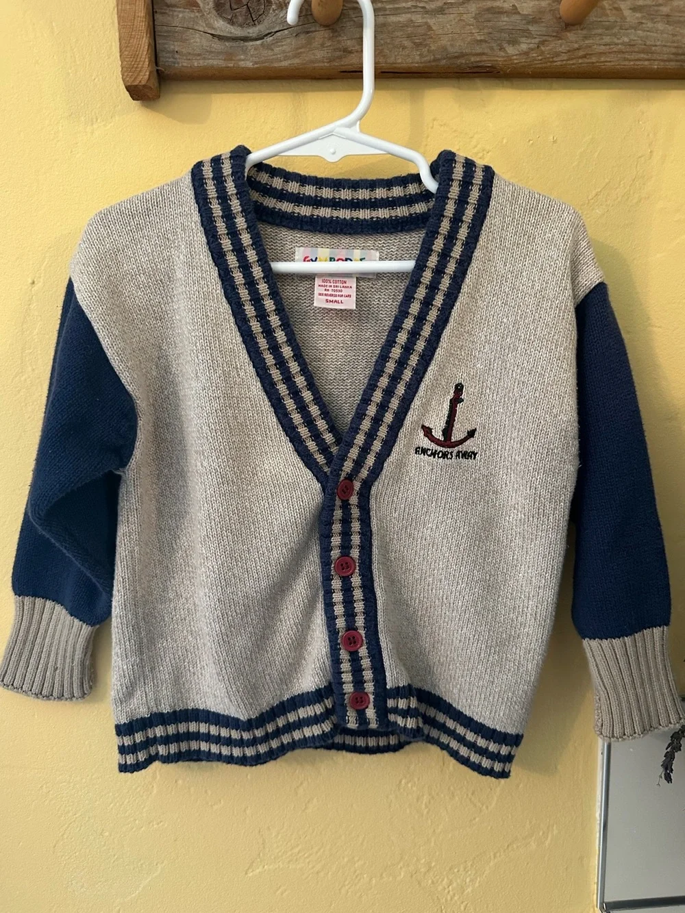 Vintage 90s Gymboree Rainbow Tag Anchors Away Cardigan